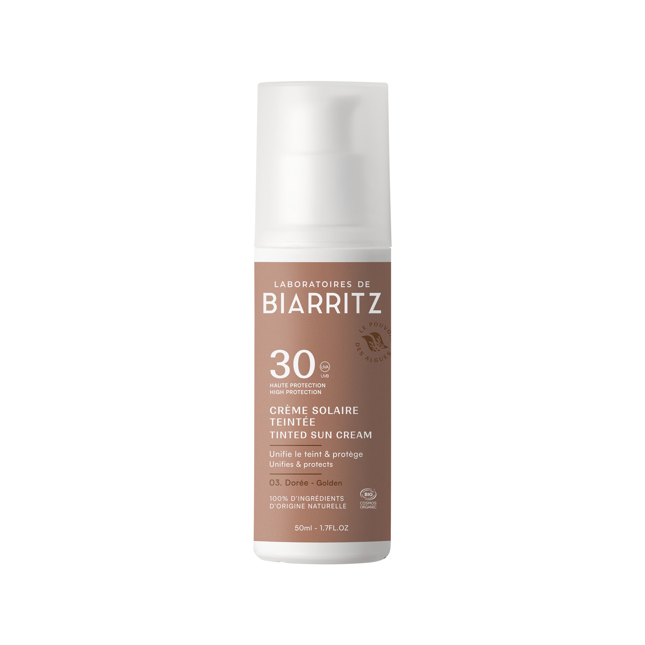 BIO Tenirana krema za sončenje za obraz, SPF30, zlata, 50 ml